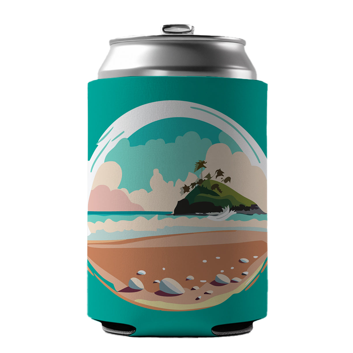 Beach Ocean Paradise Tropical Island Vacation Travel Can Cooler Beer Soda Drink Insulated Holder Sleeve Hugger