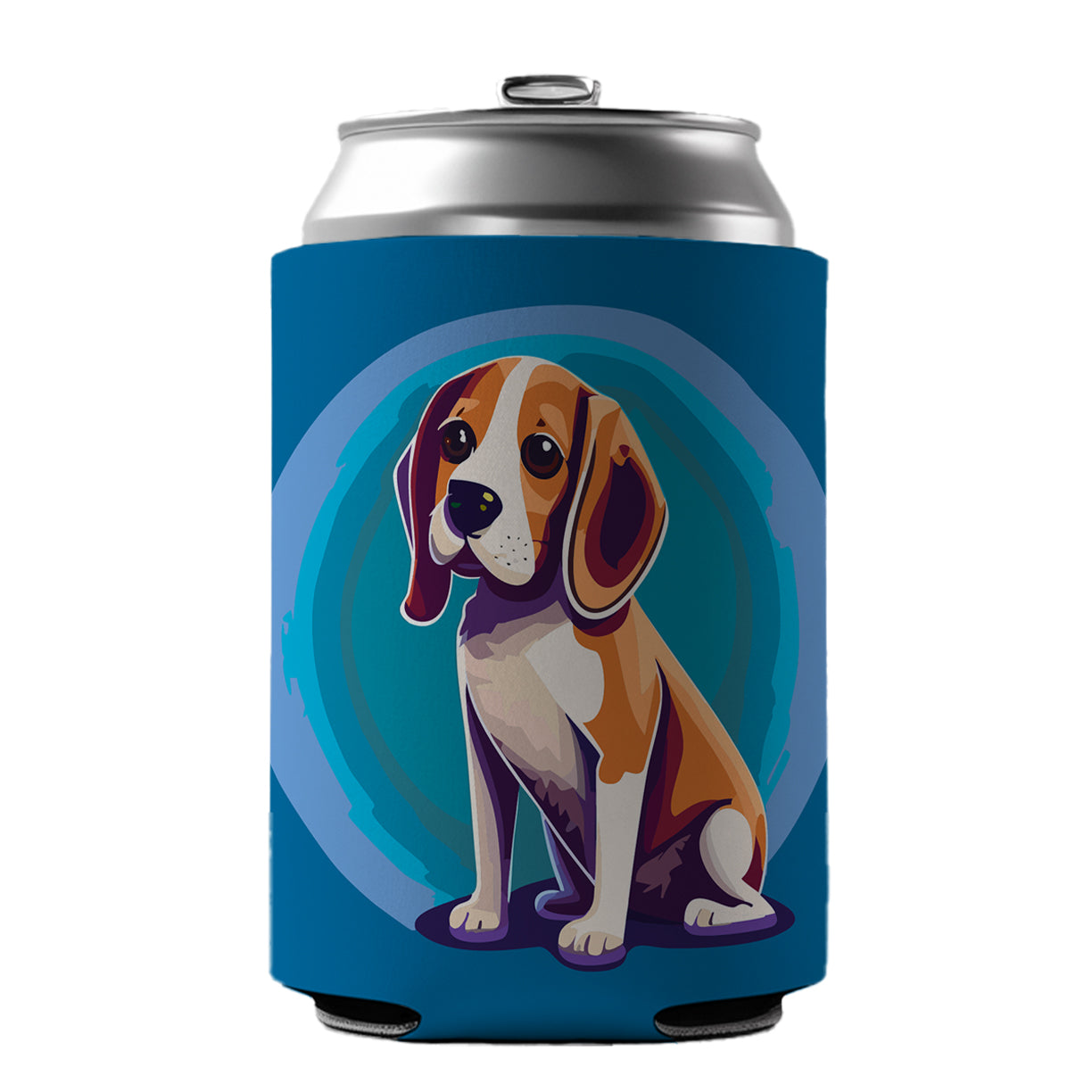 Beagle Dog Sitting Can Cooler Beer Soda Drink Insulated Holder Sleeve Hugger