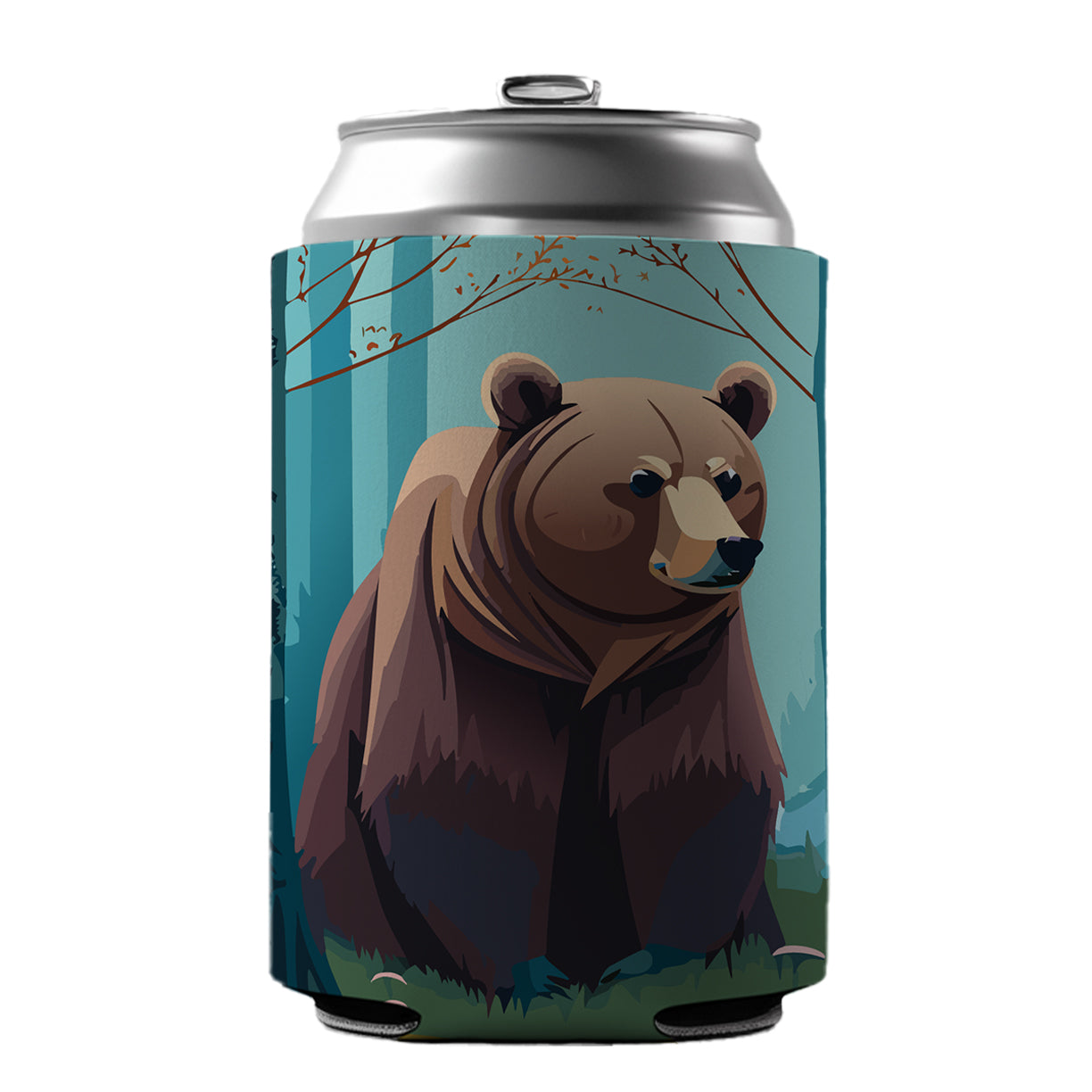 Bear in Forest Woodland Wilderness Can Cooler Beer Soda Drink Insulated Holder Sleeve Hugger