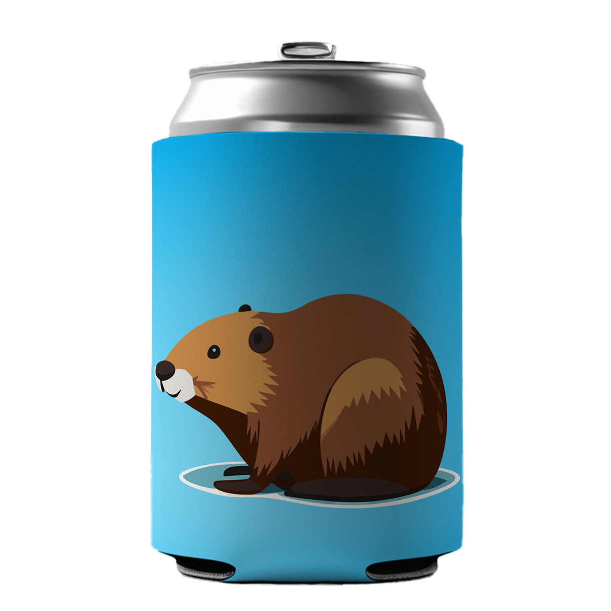 Beaver Cute Profile Can Cooler Beer Soda Drink Insulated Holder Sleeve Hugger