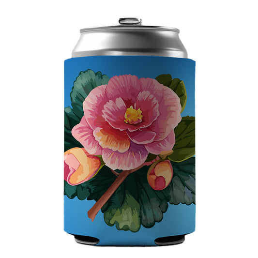 Begonia Flower Watercolor Can Cooler Beer Soda Drink Insulated Holder Sleeve Hugger