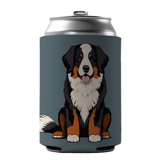 Bernese Mountain Dog Sitting Can Cooler Beer Soda Drink Insulated Holder Sleeve Hugger