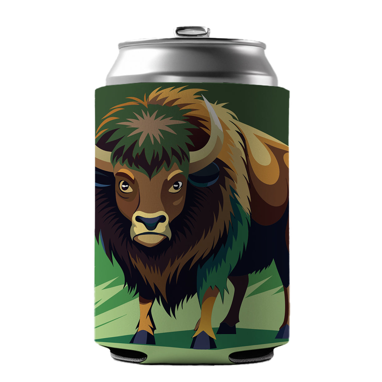Bison Staring Can Cooler Beer Soda Drink Insulated Holder Sleeve Hugger