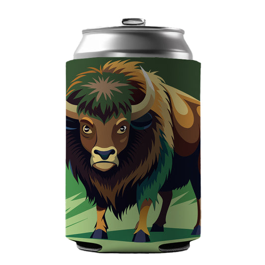 Bison Staring Can Cooler Beer Soda Drink Insulated Holder Sleeve Hugger