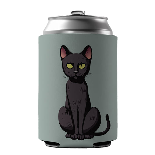 Black Bombay Cat Sitting Can Cooler Beer Soda Drink Insulated Holder Sleeve Hugger