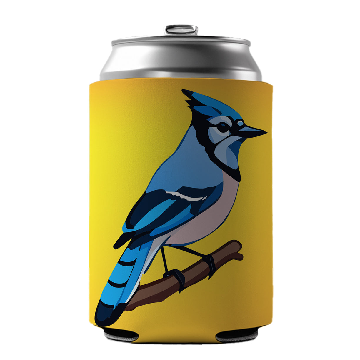 Blue Jay on Branch Can Cooler Beer Soda Drink Insulated Holder Sleeve Hugger
