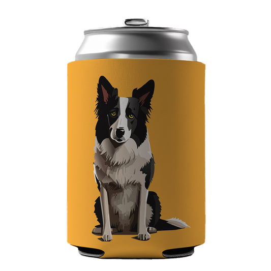 Border Collie Sitting Can Cooler Beer Soda Drink Insulated Holder Sleeve Hugger