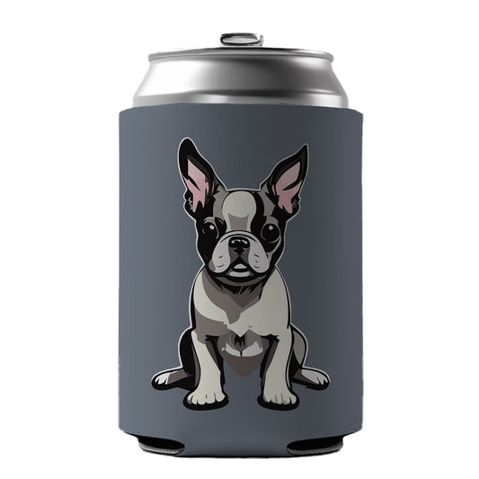 Boston Terrier Dog Sitting Can Cooler Beer Soda Drink Insulated Holder Sleeve Hugger