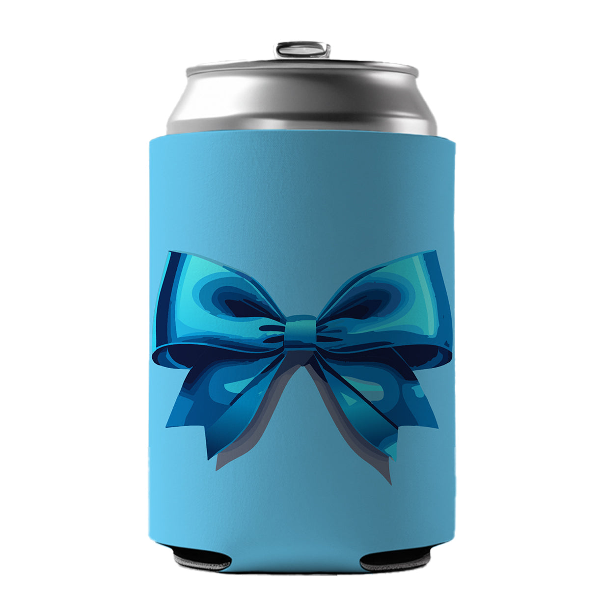 Bow Cheerleading Coquette Blue Can Cooler Beer Soda Drink Insulated Holder Sleeve Hugger