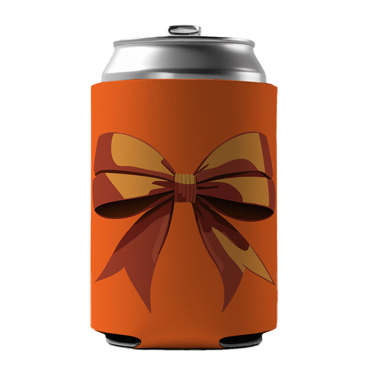 Bow Cheerleading Coquette Orange Can Cooler Beer Soda Drink Insulated Holder Sleeve Hugger