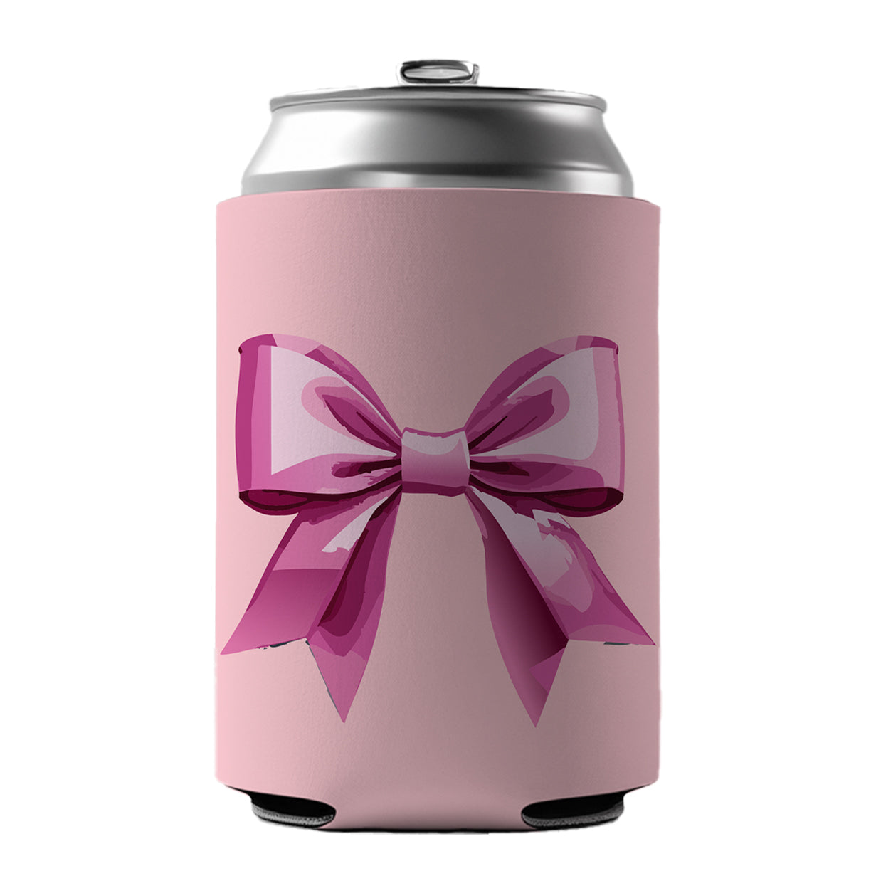 Bow Cheerleading Coquette Pink Can Cooler Beer Soda Drink Insulated Holder Sleeve Hugger