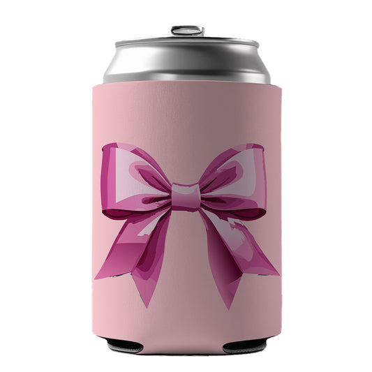 Bow Cheerleading Coquette Pink Can Cooler Beer Soda Drink Insulated Holder Sleeve Hugger