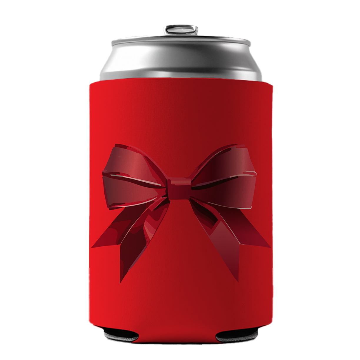 Bow Cheerleading Coquette Red Can Cooler Beer Soda Drink Insulated Holder Sleeve Hugger