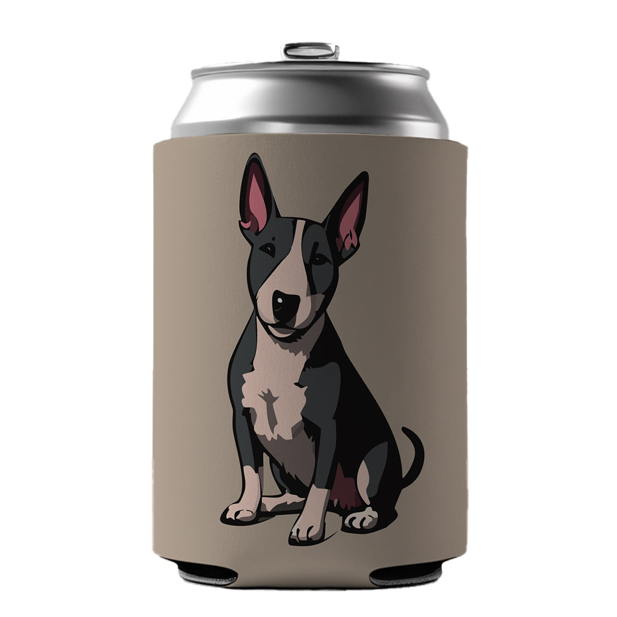 Bull Terrier Dog Sitting Can Cooler Beer Soda Drink Insulated Holder Sleeve Hugger
