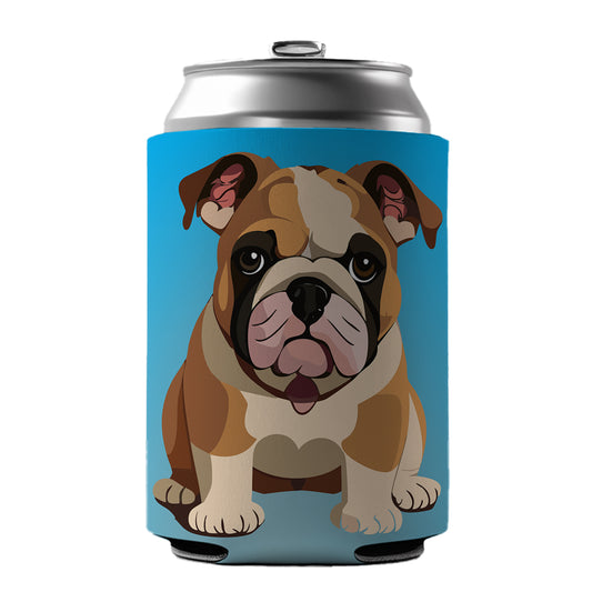 Bulldog Cute Dog Sitting Can Cooler Beer Soda Drink Insulated Holder Sleeve Hugger