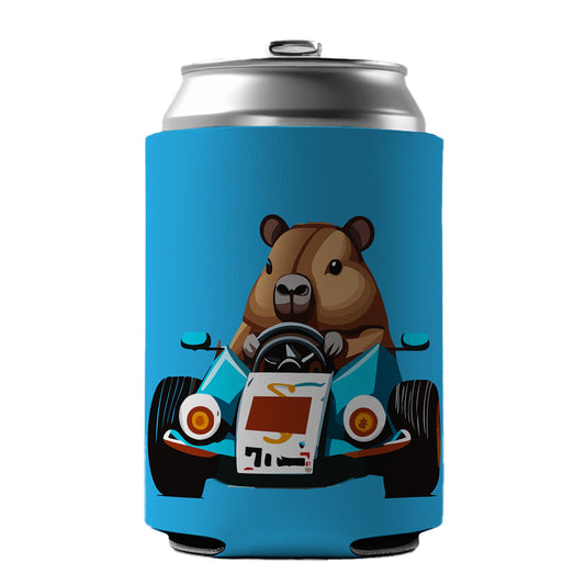 Capybara Driving Race Car Funny Can Cooler Beer Soda Drink Insulated Holder Sleeve Hugger