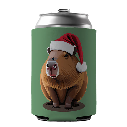 Capybara Santa Hat Christmas Can Cooler Beer Soda Drink Insulated Holder Sleeve Hugger