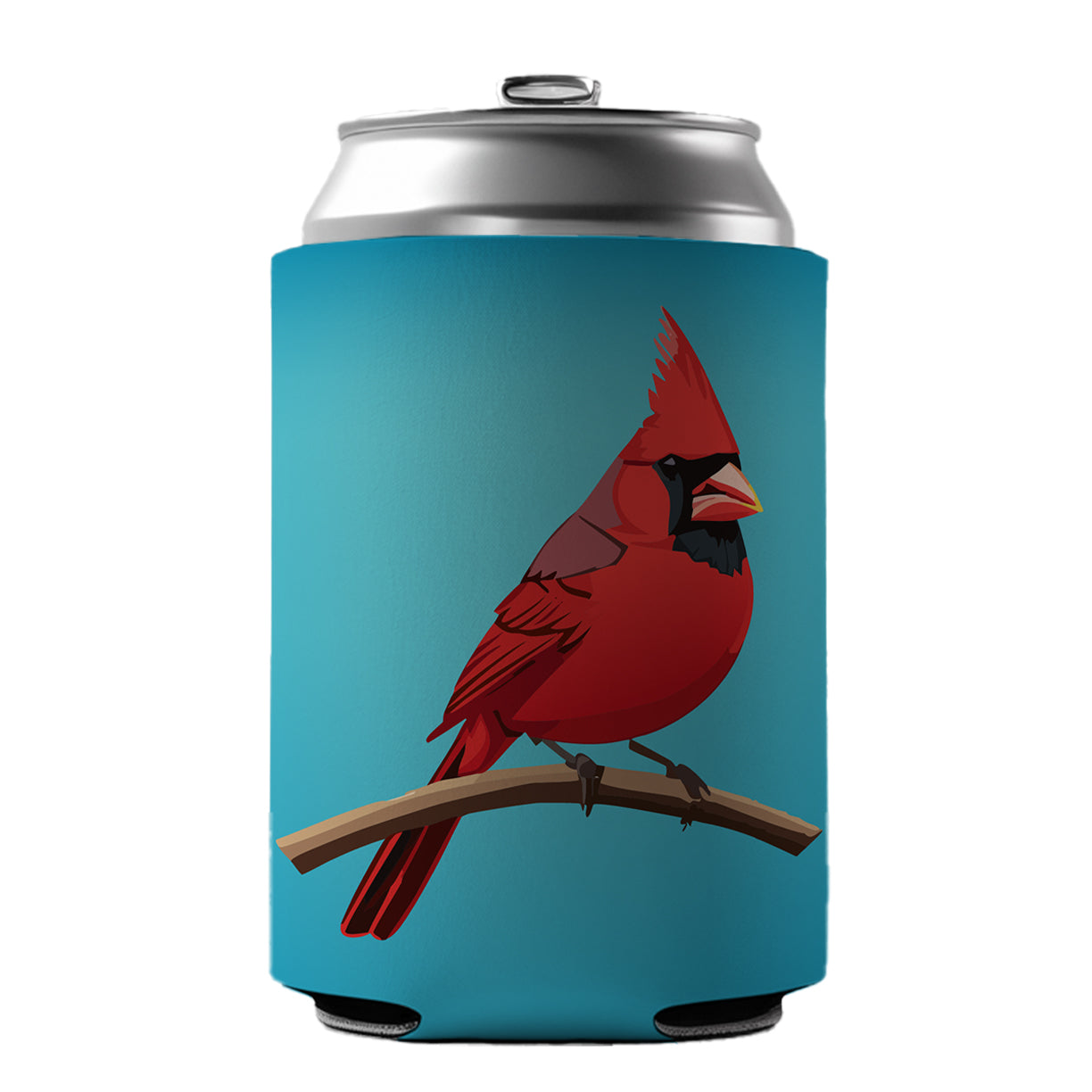 Cardinal Red on Branch Can Cooler Beer Soda Drink Insulated Holder Sleeve Hugger