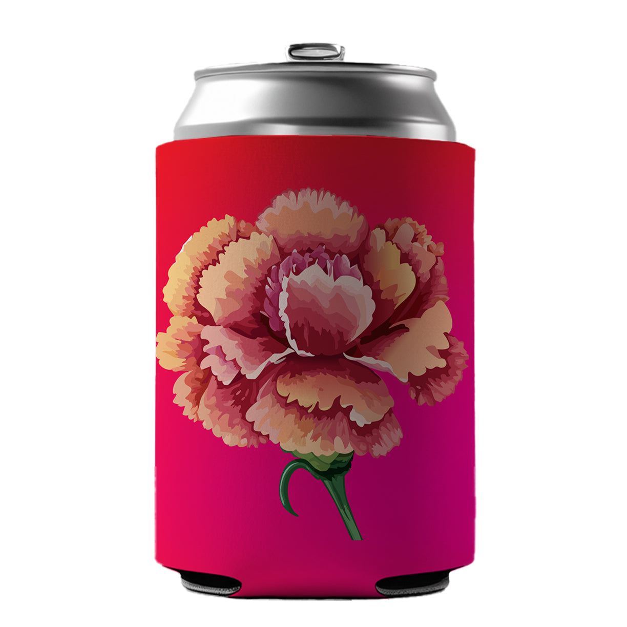Carnation Flower Watercolor Can Cooler Beer Soda Drink Insulated Holder Sleeve Hugger