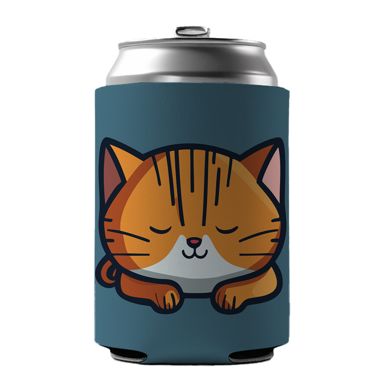 Cat Orange White Sleeping Can Cooler Beer Soda Drink Insulated Holder Sleeve Hugger