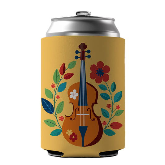 Cello Floral Motif Music Can Cooler Beer Soda Drink Insulated Holder Sleeve Hugger