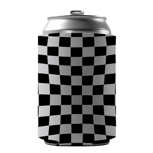 Checkered Flag Black White Can Cooler Beer Soda Drink Insulated Holder Sleeve Hugger