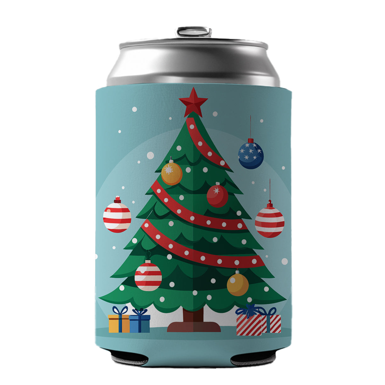 Christmas Patriotic Tree Ornaments Subtle Can Cooler Beer Soda Drink Insulated Holder Sleeve Hugger
