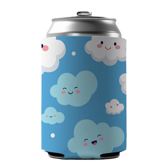 Clouds Happy Smiling Cute Pattern Can Cooler Beer Soda Drink Insulated Holder Sleeve Hugger