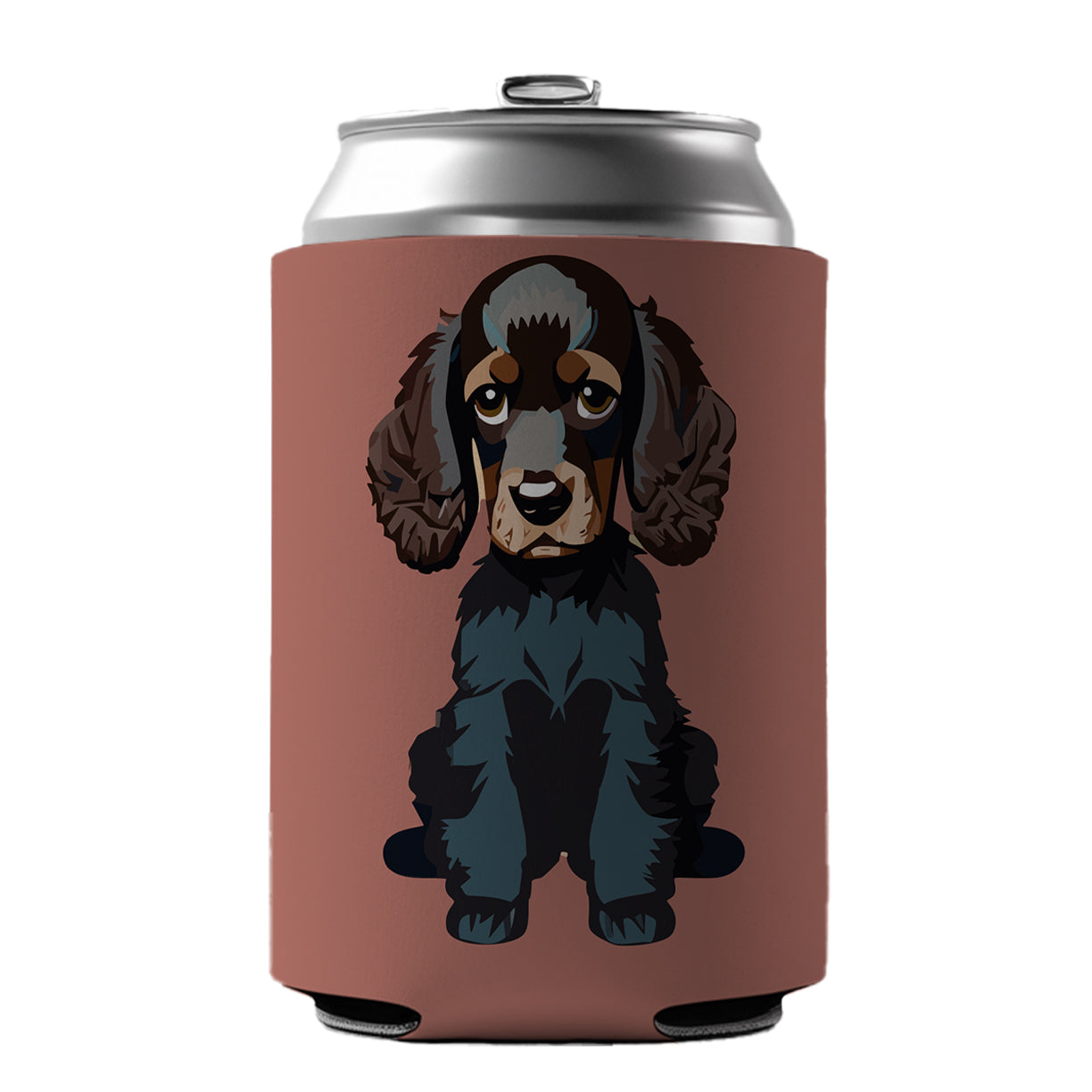 Cocker Spaniel Dark Sitting Can Cooler Beer Soda Drink Insulated Holder Sleeve Hugger