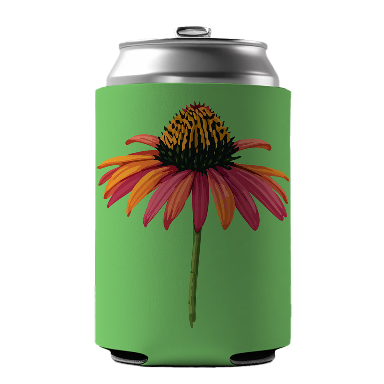 Coneflower Flower Watercolor Can Cooler Beer Soda Drink Insulated Holder Sleeve Hugger