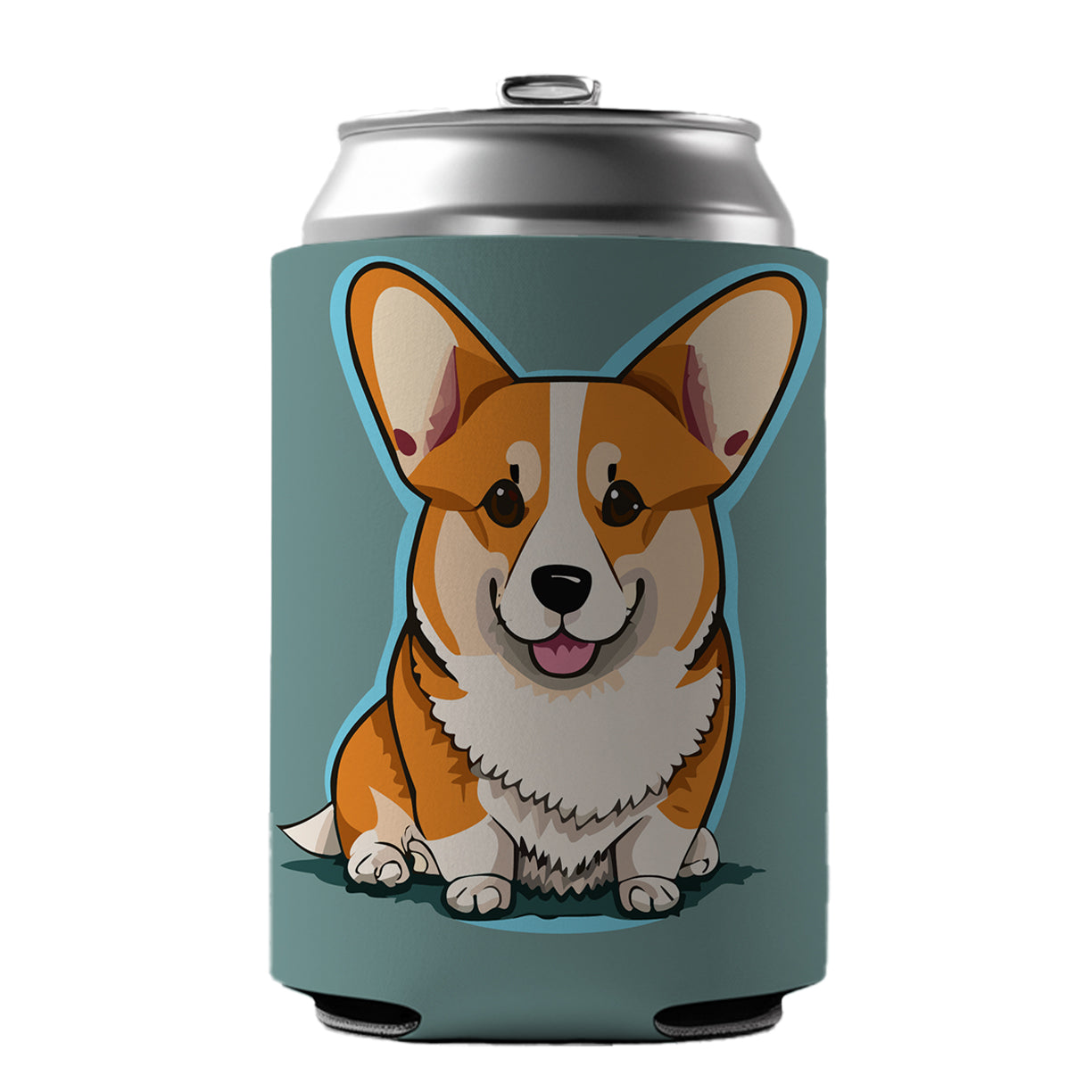 Corgi Dog Sitting Can Cooler Beer Soda Drink Insulated Holder Sleeve Hugger