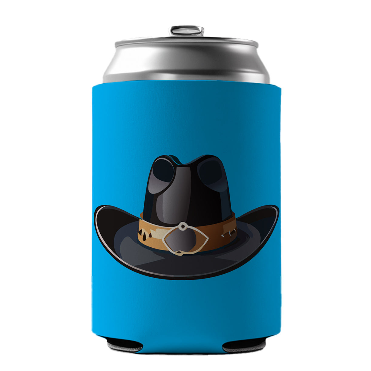 Cowboy Hat Black Western Country Can Cooler Beer Soda Drink Insulated Holder Sleeve Hugger