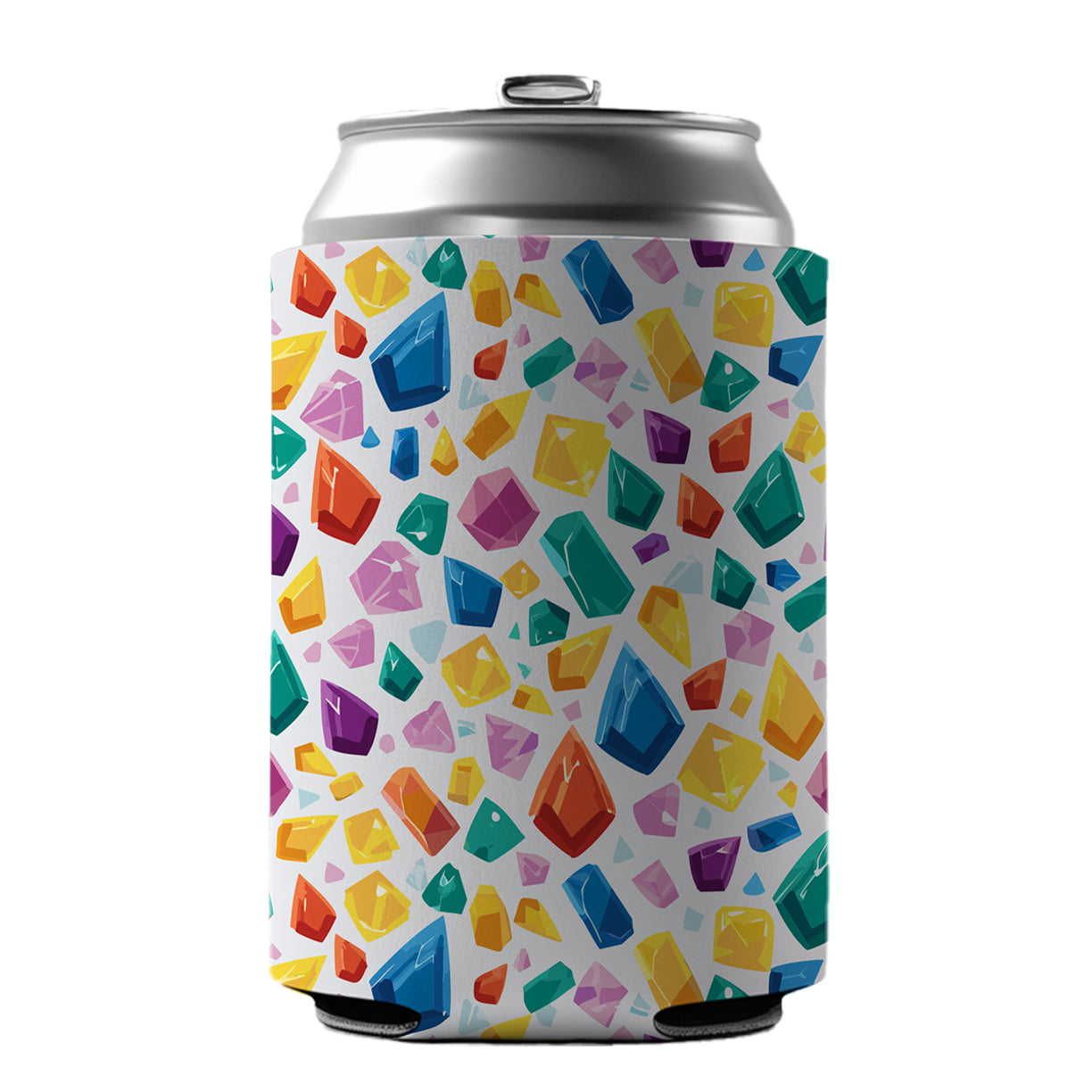 Crystals Gems Gemstones Colorful Pattern Can Cooler Beer Soda Drink Insulated Holder Sleeve Hugger