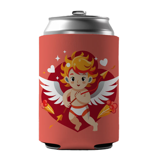 Cupid Cherub with Arrow Valentines Day Can Cooler Beer Soda Drink Insulated Holder Sleeve Hugger