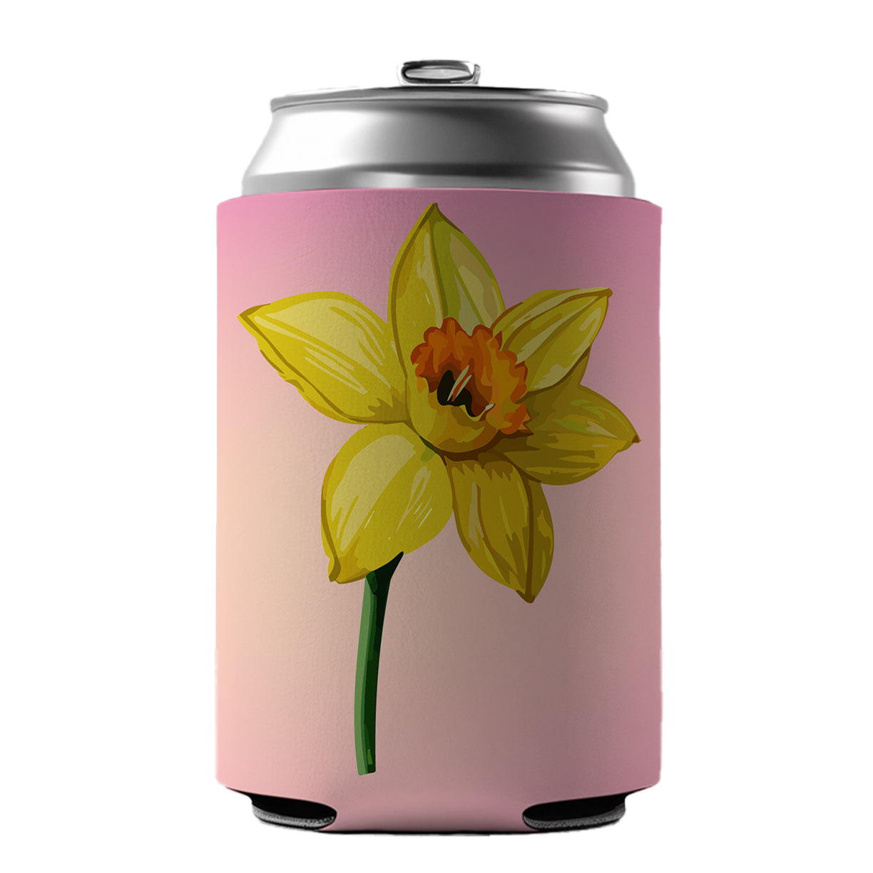 Daffodil Watercolor Yellow Can Cooler Beer Soda Drink Insulated Holder Sleeve Hugger
