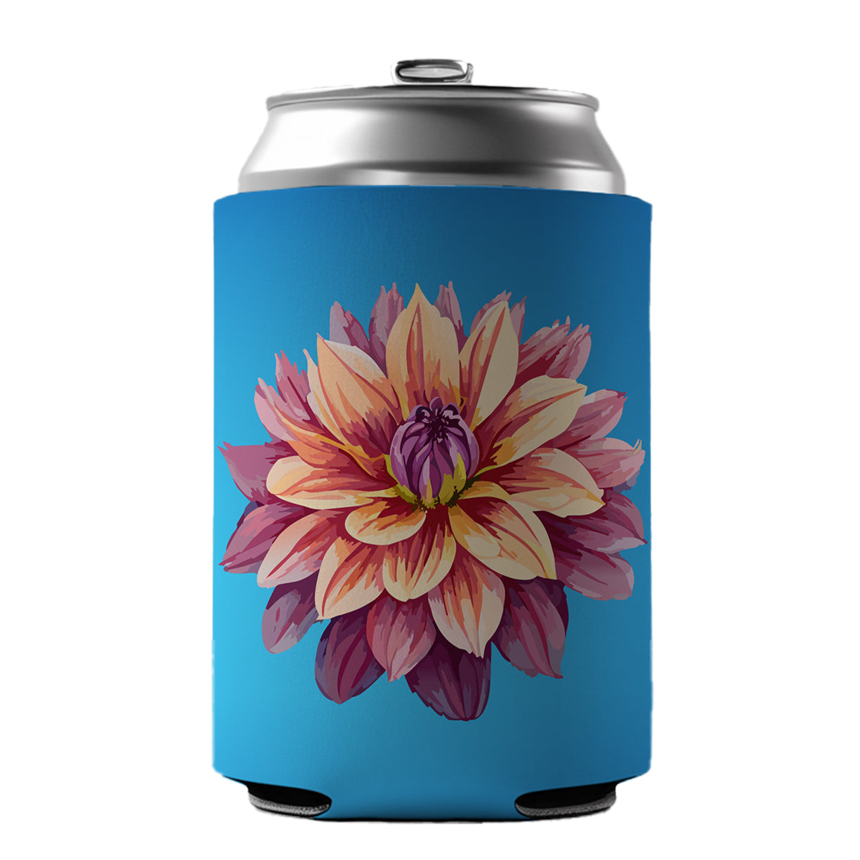Dahlia Flower Can Cooler Beer Soda Drink Insulated Holder Sleeve Hugger
