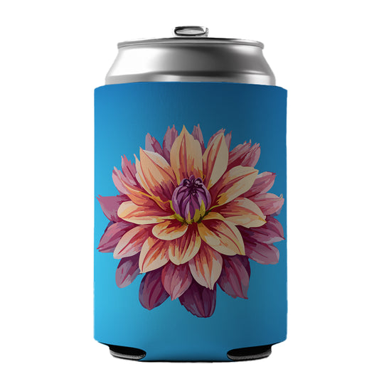 Dahlia Flower Can Cooler Beer Soda Drink Insulated Holder Sleeve Hugger