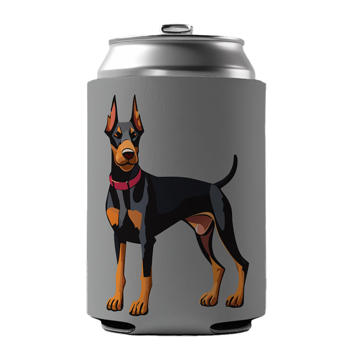 Doberman Dog Standing Can Cooler Beer Soda Drink Insulated Holder Sleeve Hugger
