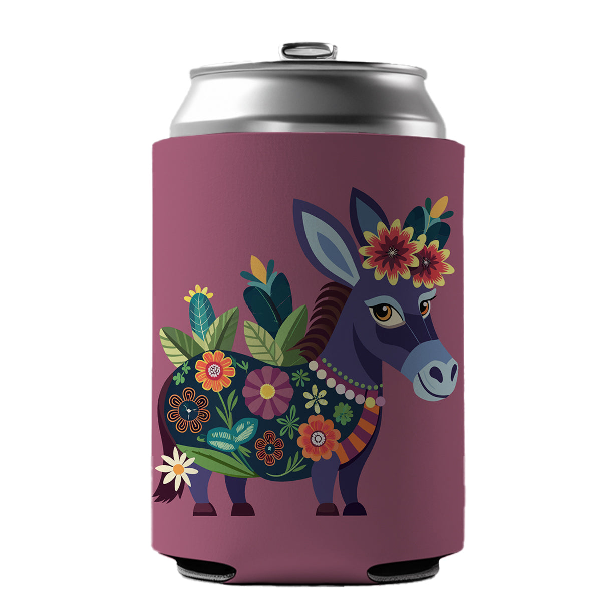 Donkey Floral Flowers Can Cooler Beer Soda Drink Insulated Holder Sleeve Hugger