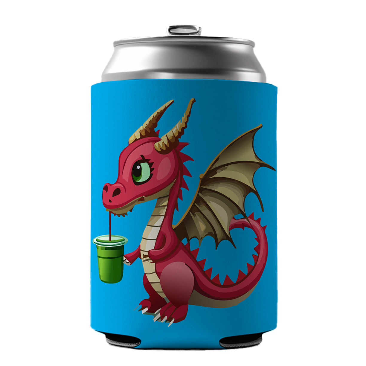 Dragon Drinking Boba Tea Funny Can Cooler Beer Soda Drink Insulated Holder Sleeve Hugger
