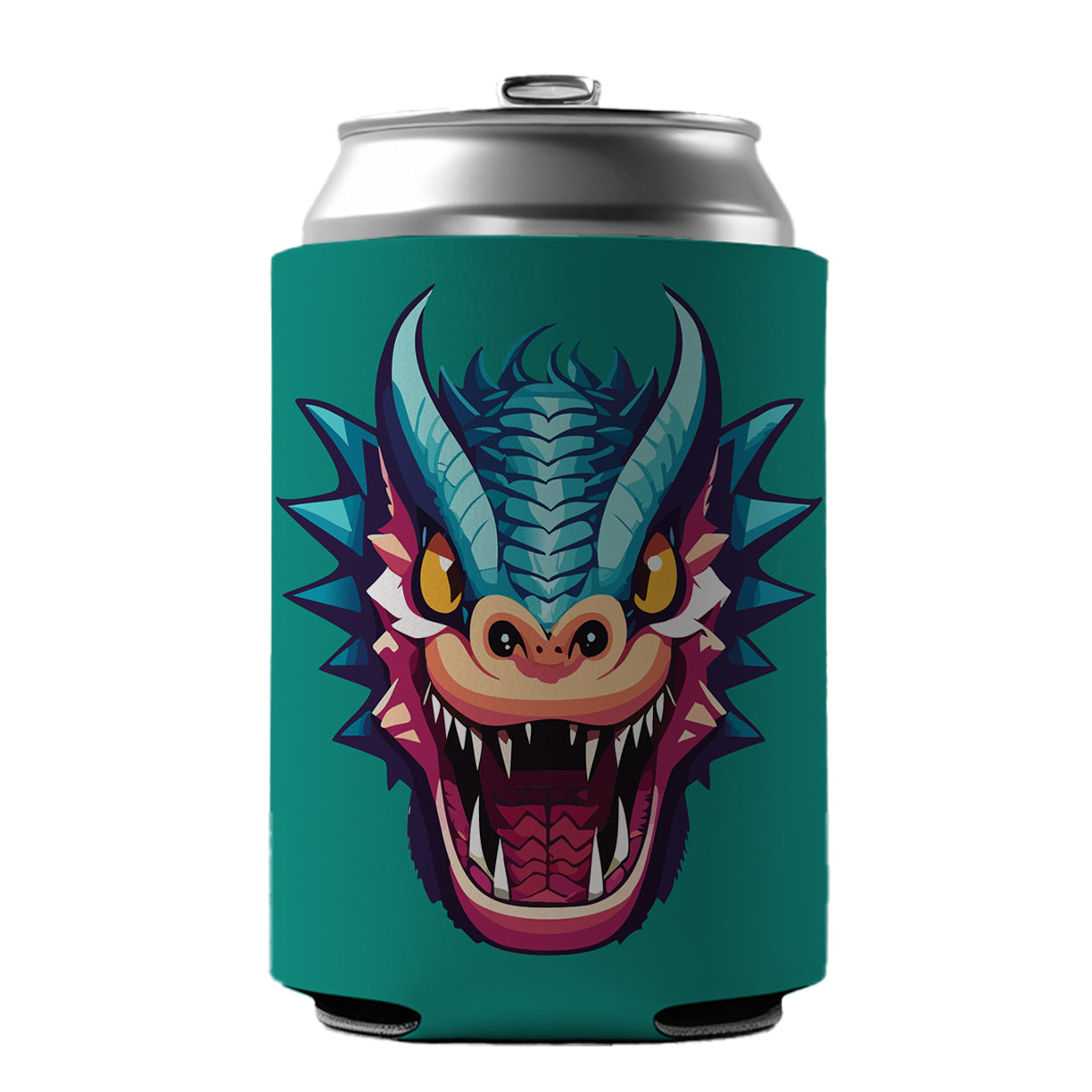 Dragon Face Angry Blue Can Cooler Beer Soda Drink Insulated Holder Sleeve Hugger