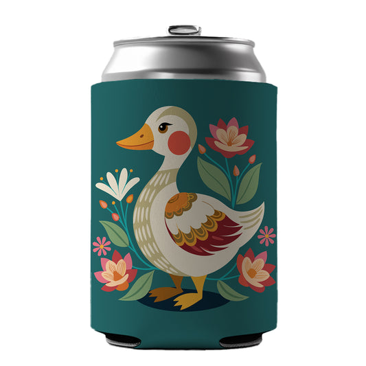 Duck Floral Flowers Can Cooler Beer Soda Drink Insulated Holder Sleeve Hugger