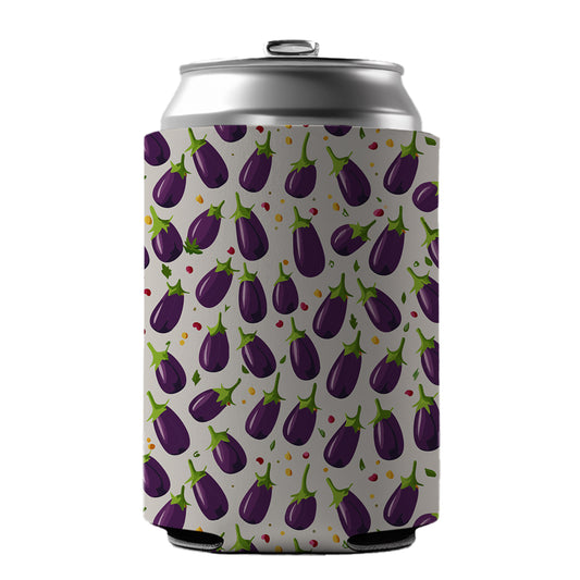 Eggplants Egg Plants Vegetables Scattered Pattern Can Cooler Beer Soda Drink Insulated Holder Sleeve Hugger