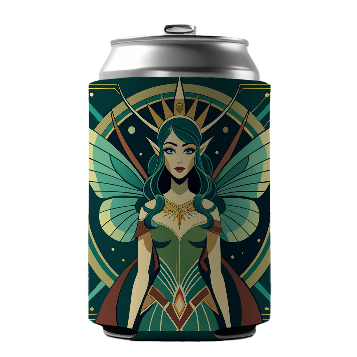 Fairy Nymph Art Deco Can Cooler Beer Soda Drink Insulated Holder Sleeve Hugger