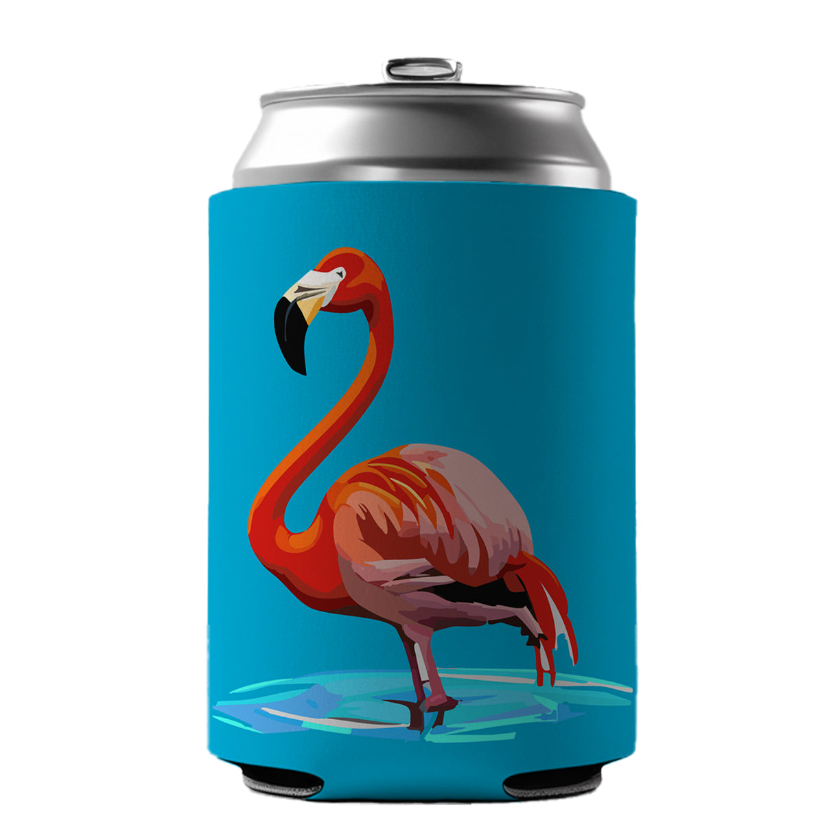 Flamingo Standing in Water Can Cooler Beer Soda Drink Insulated Holder Sleeve Hugger