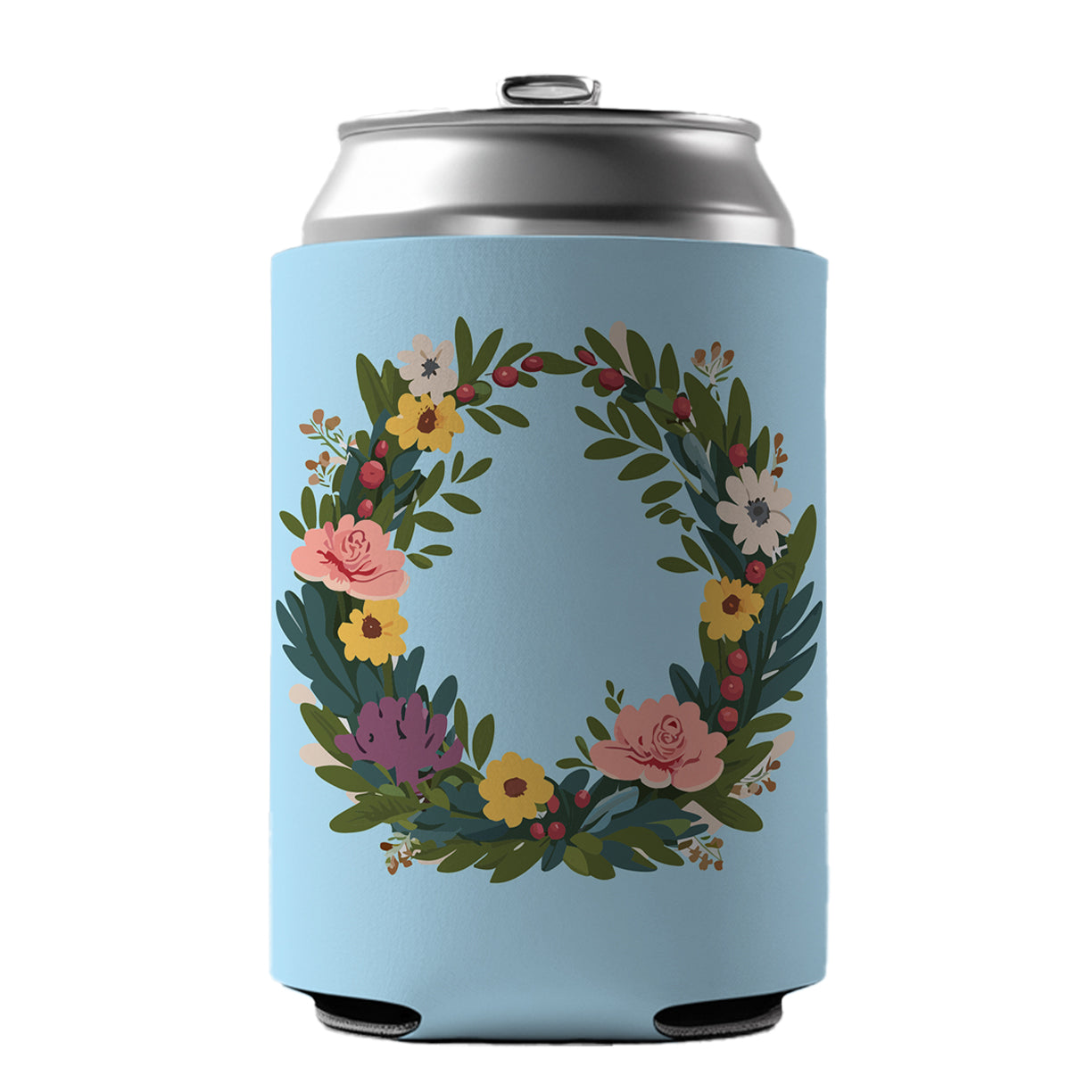 Floral Wreath Flowers Spring Wedding Can Cooler Beer Soda Drink Insulated Holder Sleeve Hugger