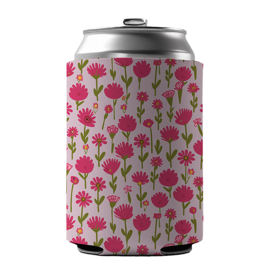 Flowers Pink Cute Pattern Can Cooler Beer Soda Drink Insulated Holder Sleeve Hugger
