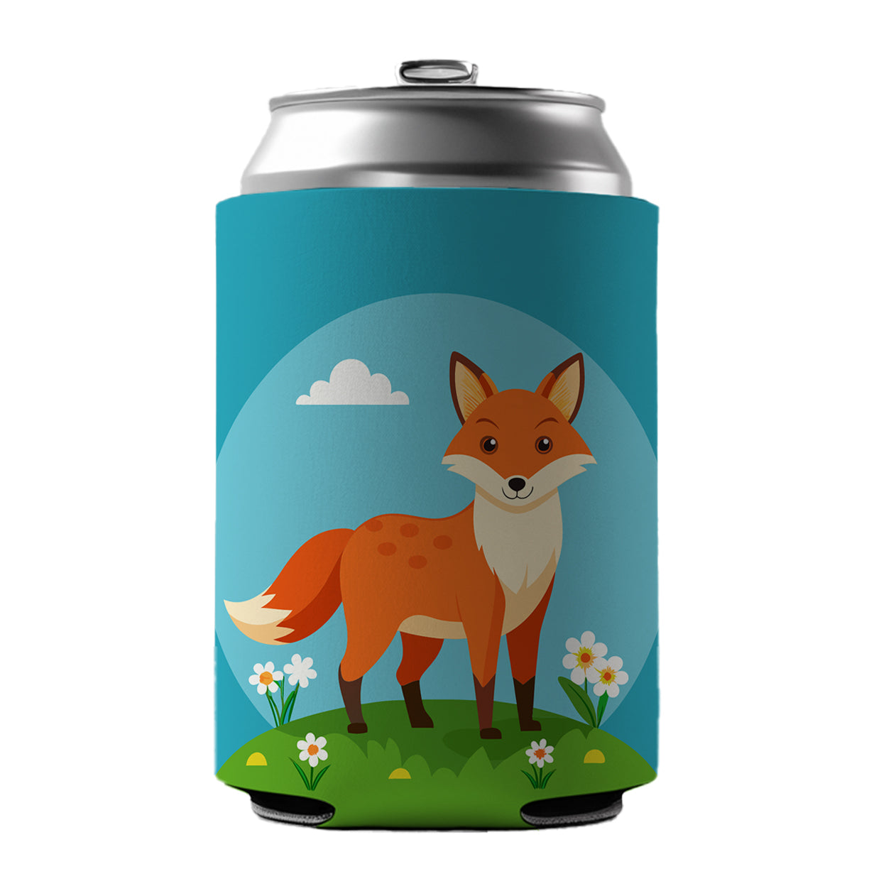 Fox in Meadow Can Cooler Beer Soda Drink Insulated Holder Sleeve Hugger