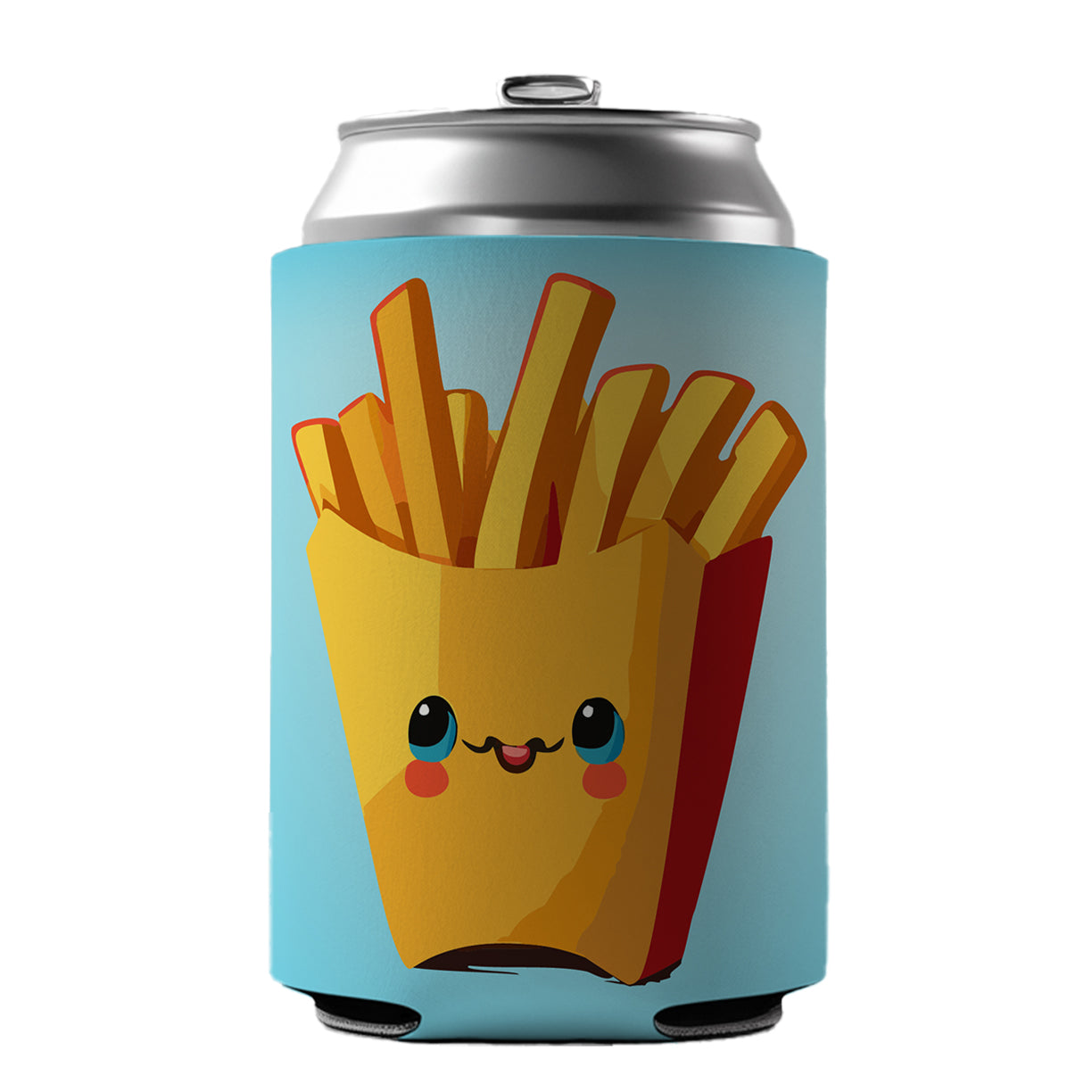 French Fries Smiling Can Cooler Beer Soda Drink Insulated Holder Sleeve Hugger