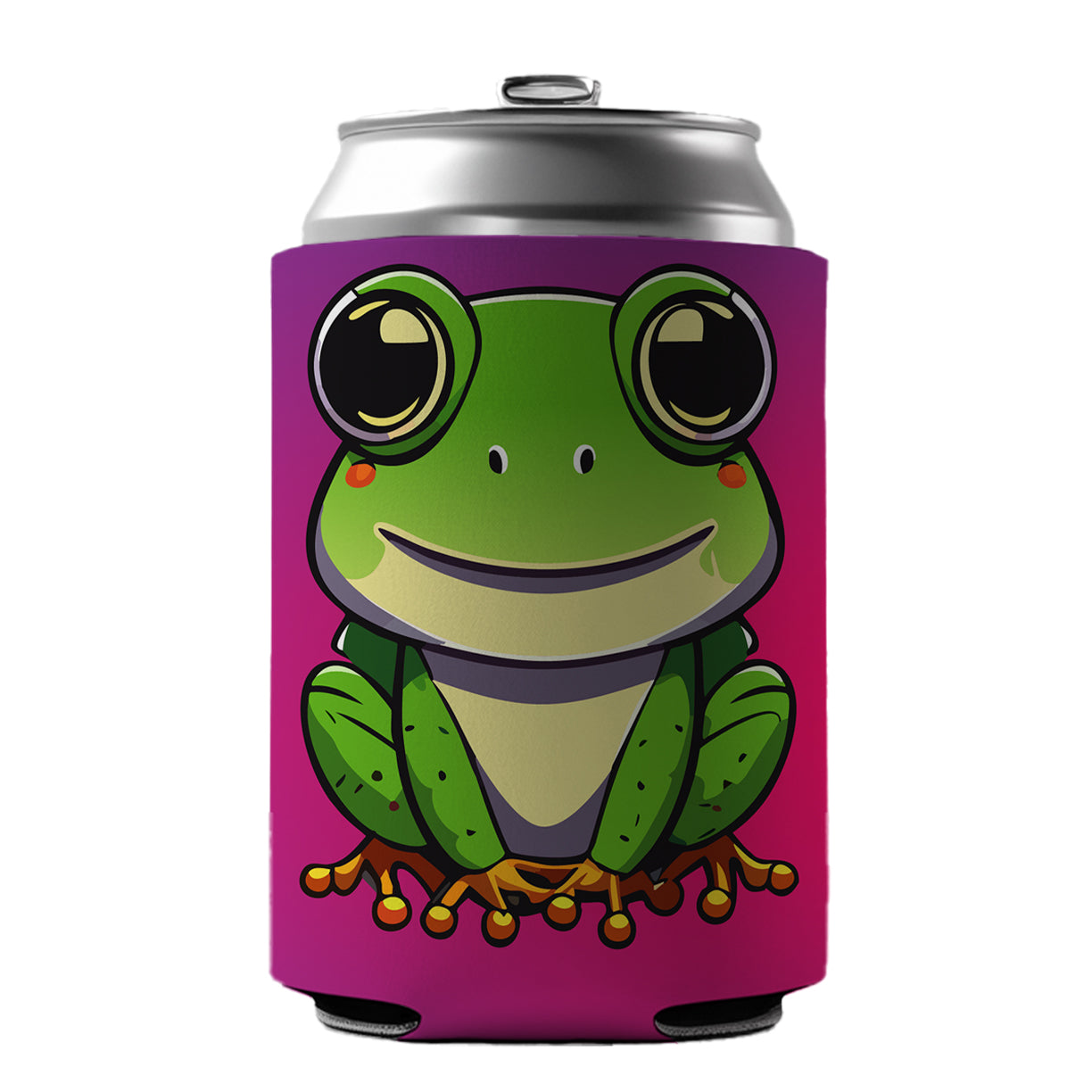 Frog Smiling Can Cooler Beer Soda Drink Insulated Holder Sleeve Hugger